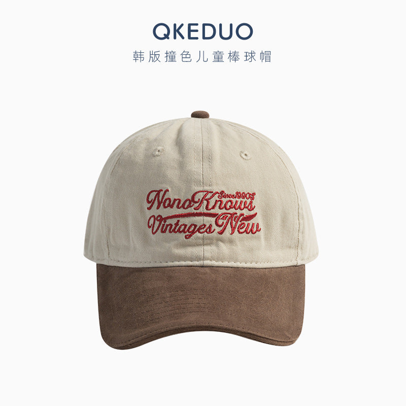 Wholesale Children's embroidered colorblock casual baseball cap